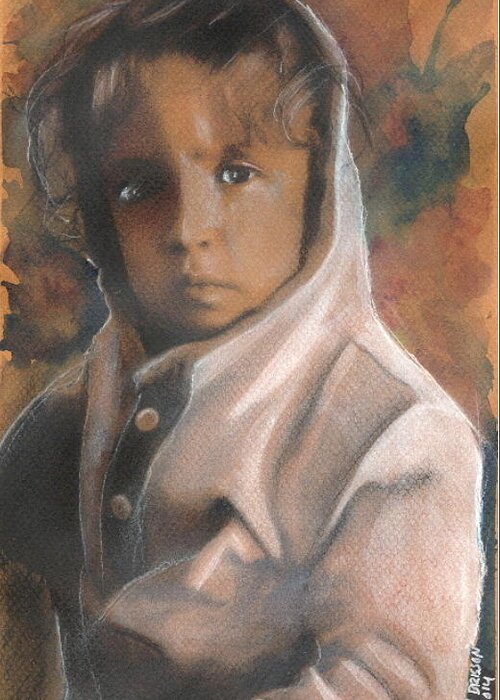 Portrait Greeting Card featuring the pastel Levi #1 by John Brisson