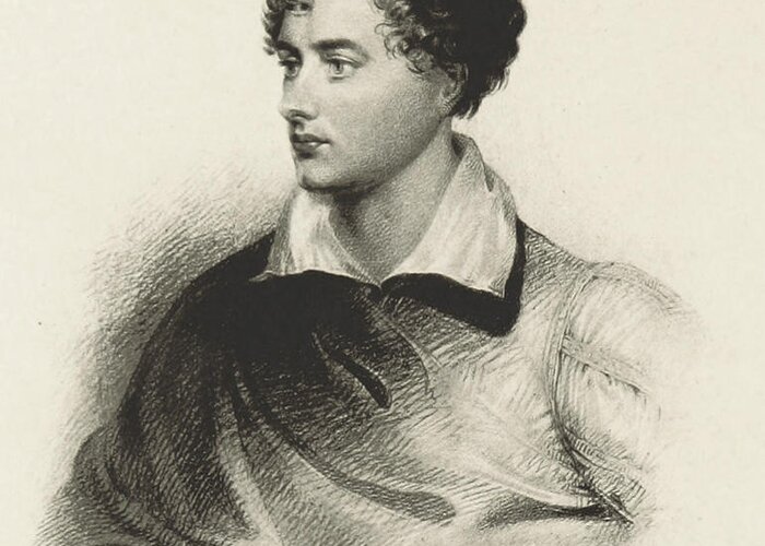 George Gordon Byron Greeting Card featuring the photograph Lord Byron, English Romantic Poet #1 by British Library