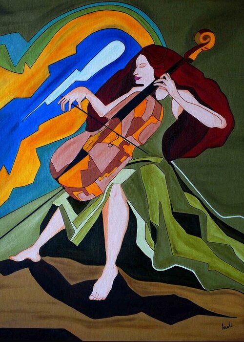 Oil Greeting Card featuring the painting Lost in Music by Sonali Kukreja