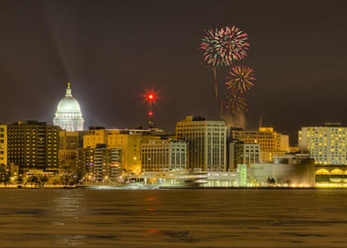 Capitol Greeting Card featuring the photograph Madison New Years Eve by Steven Ralser