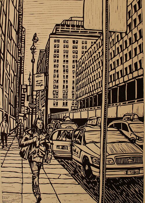 Nyc Greeting Card featuring the drawing Manhattan #1 by William Cauthern