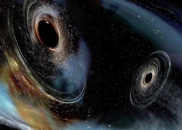 Gw170104 Greeting Card featuring the photograph Merging Black Holes #1 by Ligo/caltech/mit/sonoma State (aurore Simonnet)/science Photo Library