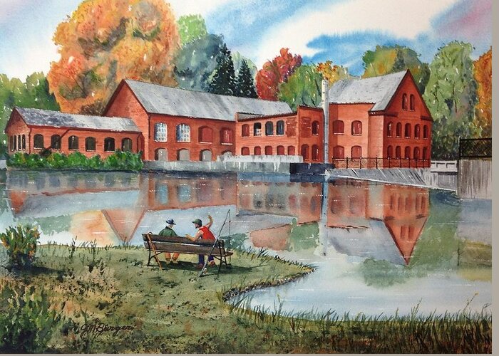 Mill Greeting Card featuring the painting Mill Town by Joseph Burger