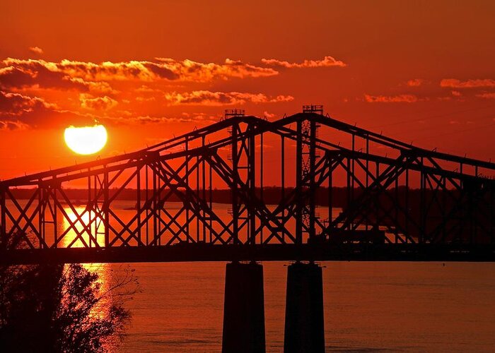 Mississippi Greeting Card featuring the photograph Mississippi River Bridge at Natchez #1 by Jim Albritton