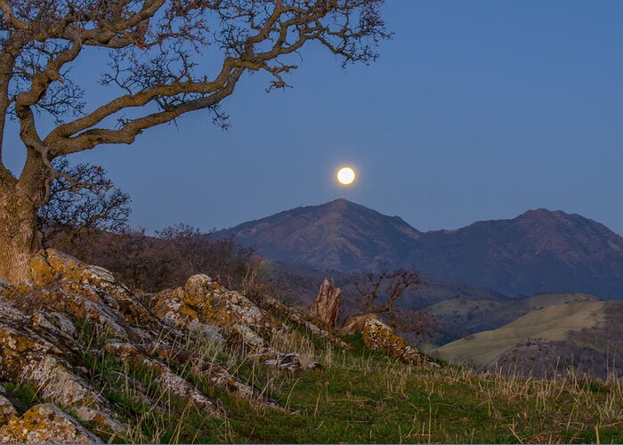 Landscape Greeting Card featuring the photograph Moon Over Mt Diablo #1 by Marc Crumpler