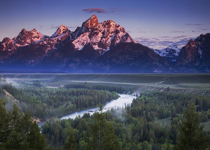 Grand Teton Greeting Card featuring the photograph Morning Glow by Andrew Soundarajan