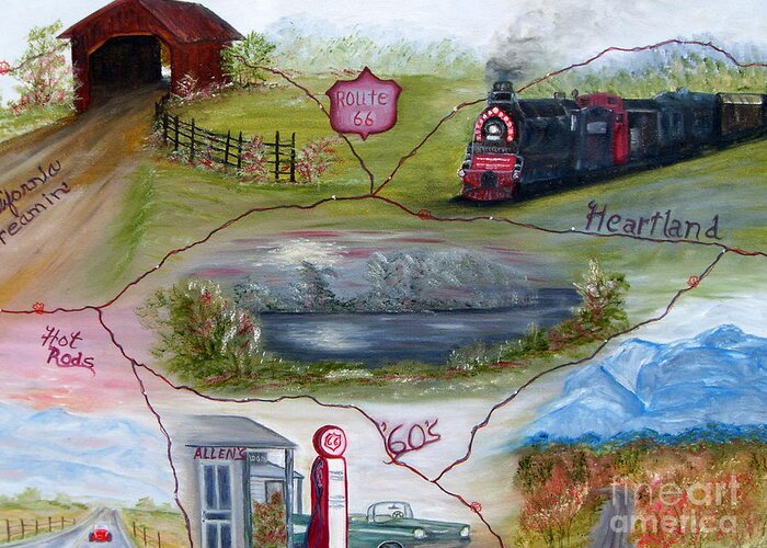 Historic Route 66 Greeting Card featuring the painting My Route 66 #1 by Vivian Cook