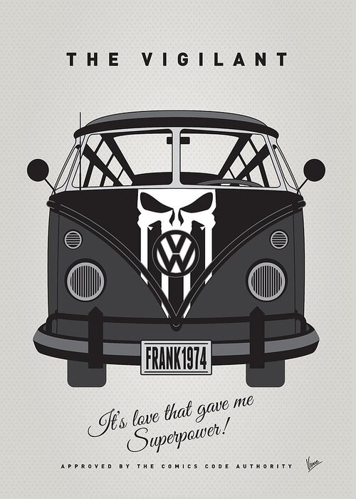 Superheroes Greeting Card featuring the digital art MY SUPERHERO-VW-T1-Punisher by Chungkong Art