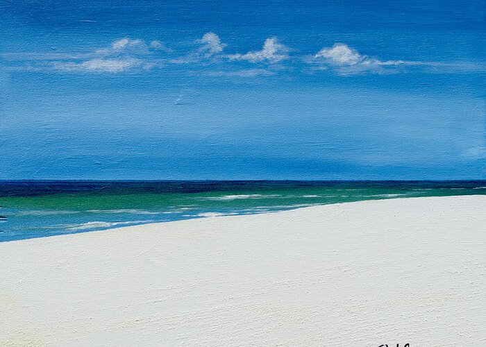 Navarre Greeting Card featuring the painting Navarre Beach by Paul Gaj