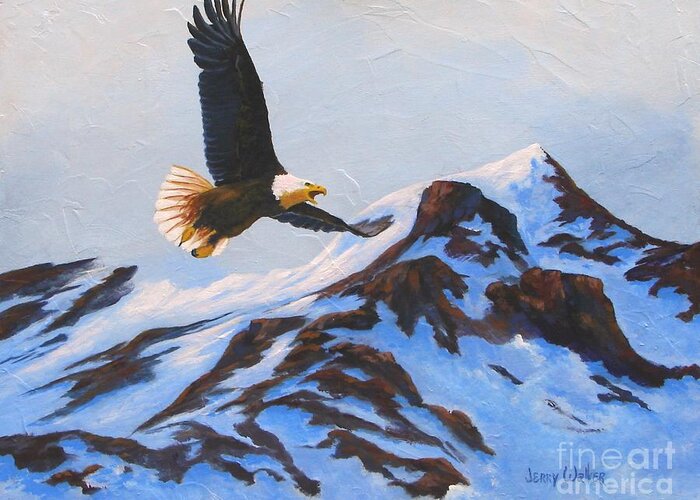 American Eagle Greeting Card featuring the painting New Heights #1 by Jerry Walker