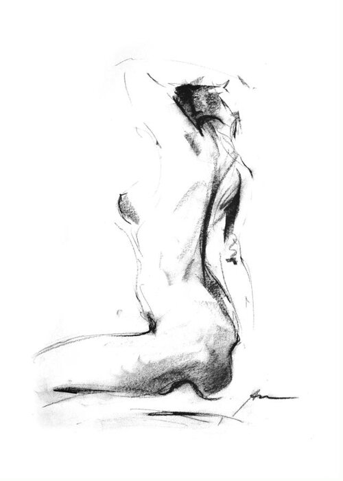 Nude Greeting Card featuring the drawing Nude 006 by Ani Gallery
