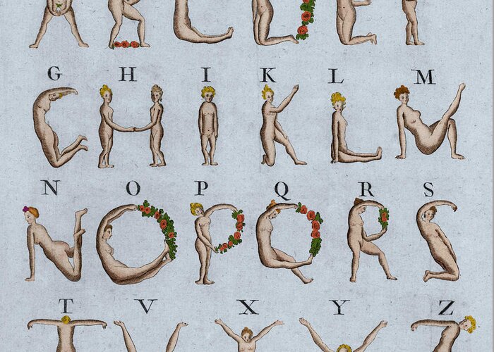 Erotica Greeting Card featuring the photograph Nude Alphabet With No U, 1789 #1 by Science Source
