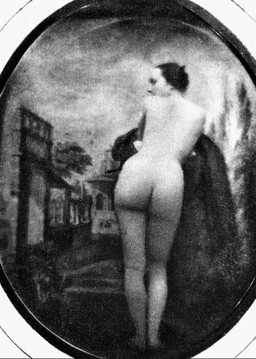 1843 Greeting Card featuring the photograph Nude Posing: Rear View #1 by Granger