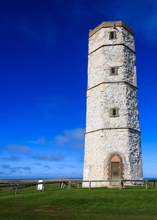 Architecture Greeting Card featuring the photograph Old Lighthouse Flamborough #1 by Sue Leonard