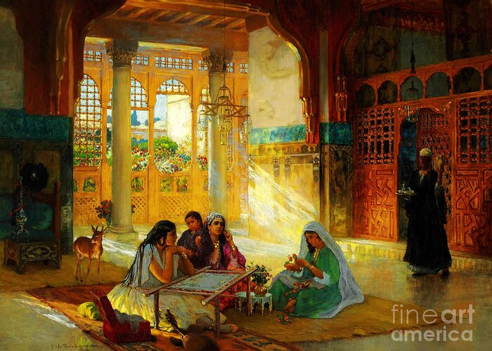 Artist Greeting Card featuring the painting Ottoman daily life scene #5 by Celestial Images