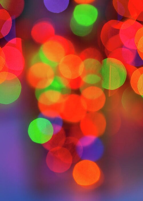 Celebration Greeting Card featuring the photograph Out Of Focus Christmas Lights #1 by Diane Macdonald