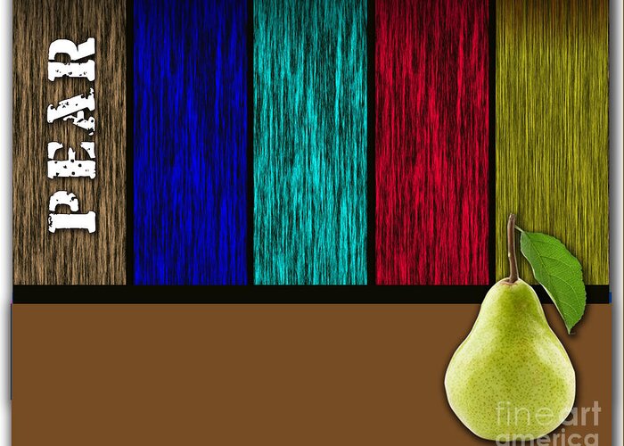 Green Pear Photographs Greeting Card featuring the mixed media Pear #1 by Marvin Blaine