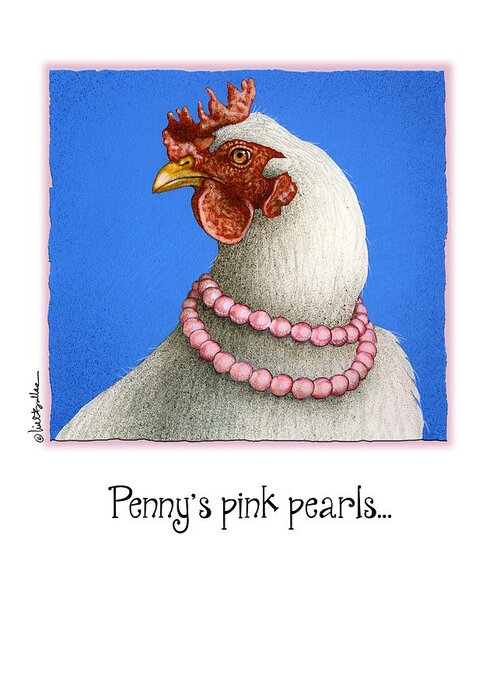 Will Bullas Greeting Card featuring the painting Penny's pink pearls... #1 by Will Bullas