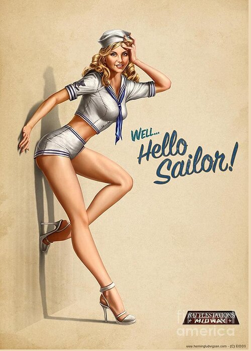 Pinup Greeting Card featuring the photograph Pinup Girl by Action