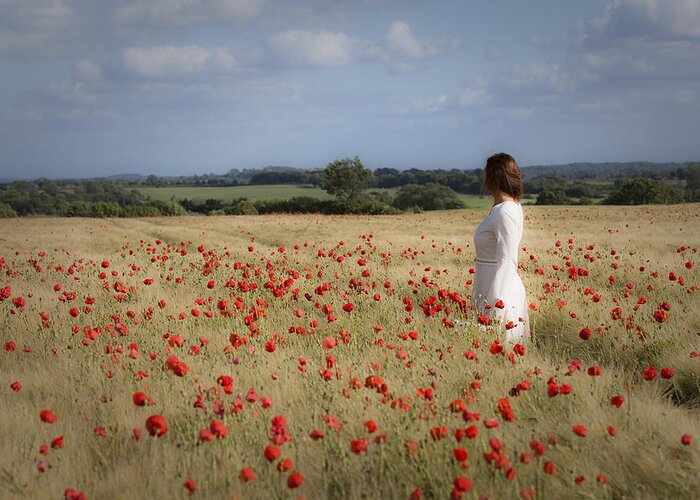 Person Greeting Card featuring the photograph Poppy Field by Maria Heyens