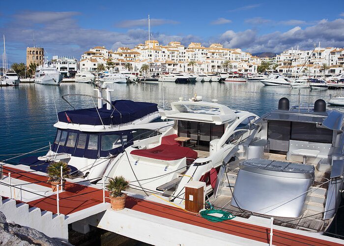 Marbella Greeting Card featuring the photograph Puerto Banus Marina in Spain #1 by Artur Bogacki