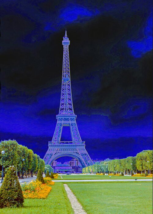 Eiffel Tower Greeting Card featuring the photograph Purple Eiffel by Chuck Staley