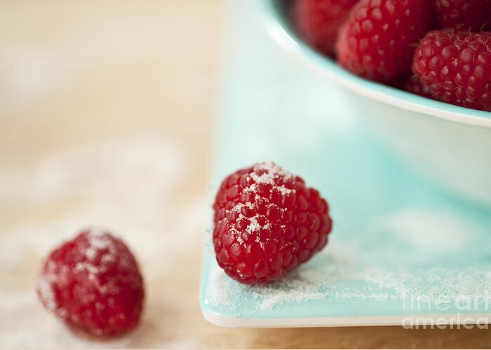 Abundance Greeting Card featuring the photograph Raspberries Sprinkled With Sugar #1 by Jim Corwin