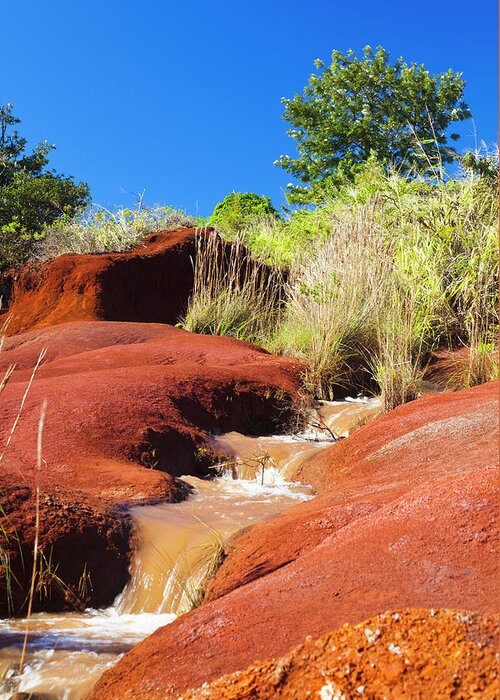 Scenics Greeting Card featuring the photograph Red Dirt River, Kauai #1 by Michaelutech