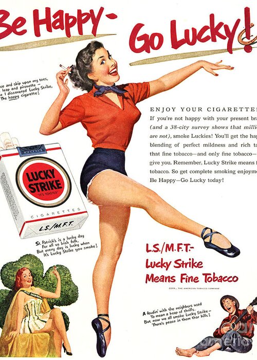 Retro Greeting Card featuring the photograph Retro Cigarettes Marketing Ads Lucky Strike by Action