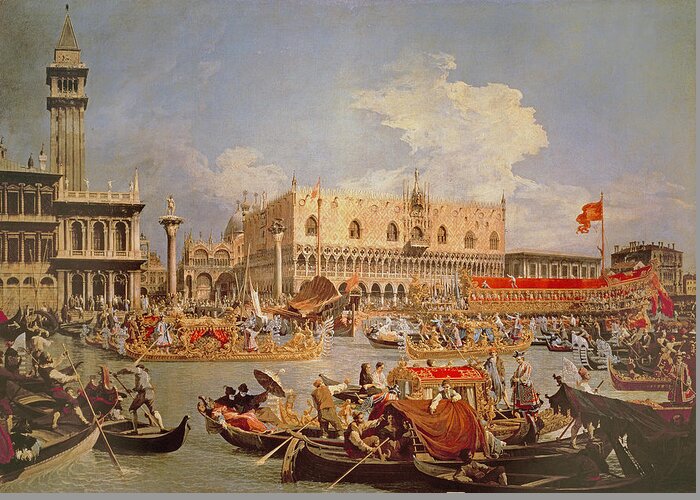 Procession Greeting Card featuring the photograph Return Of The Bucintoro On Ascension Day by Canaletto