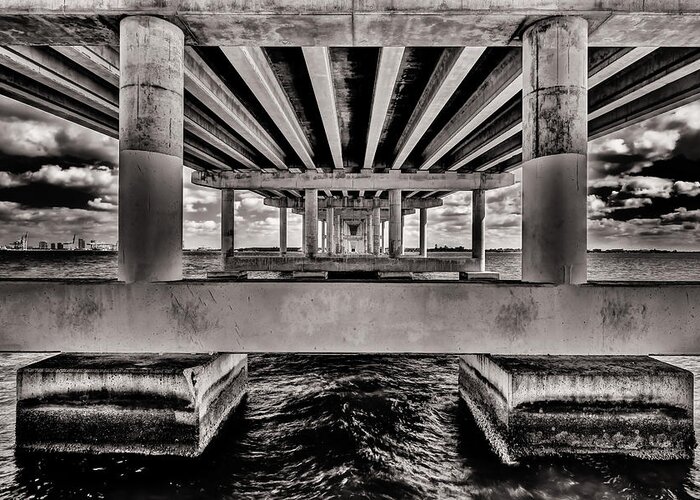 Architecture Greeting Card featuring the photograph Rickenbacker Causeway Bridge #1 by Raul Rodriguez