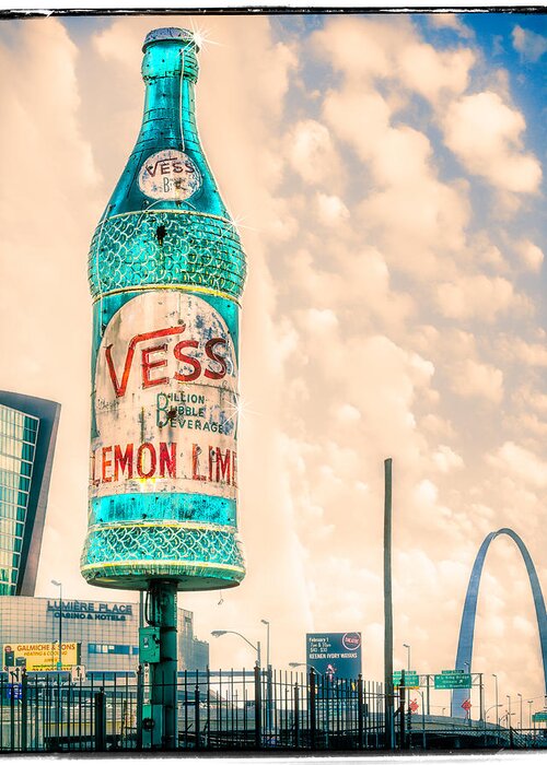  Greeting Card featuring the photograph Rotating Vess Soda Bottle #1 by Robert FERD Frank