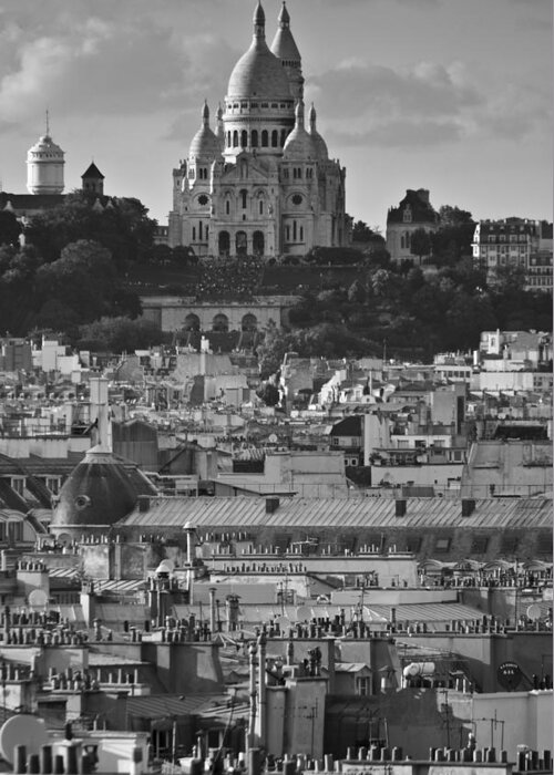 Sacre Coeur Greeting Card featuring the photograph Sacre Coeur over rooftops #1 by Gary Eason