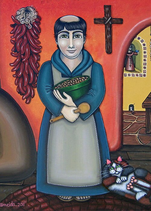 San Pascual Greeting Card featuring the painting San Pascuals Kitchen by Victoria De Almeida