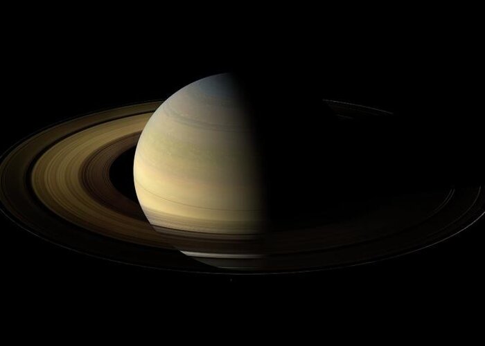 Saturn Greeting Card featuring the photograph Saturn Equinox #1 by Nasa/jpl/space Science Institute/science Photo Library