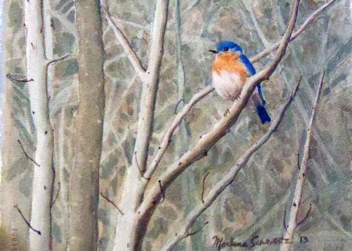 Bluebird Greeting Card featuring the painting Something Blue by Marlene Schwartz Massey
