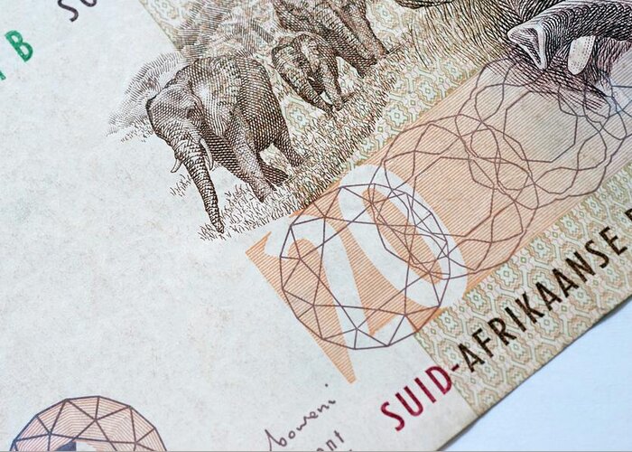 Rand Greeting Card featuring the photograph South African Banknote #1 by Louise Murray/science Photo Library