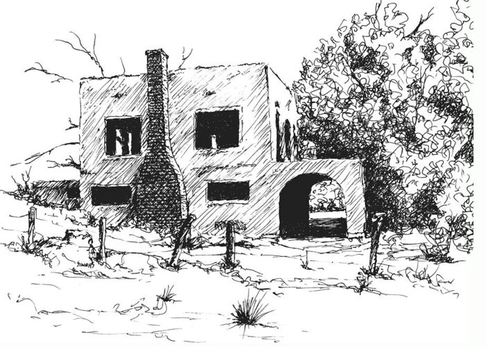 House Greeting Card featuring the drawing Spanish Mansion #1 by Sam Sidders