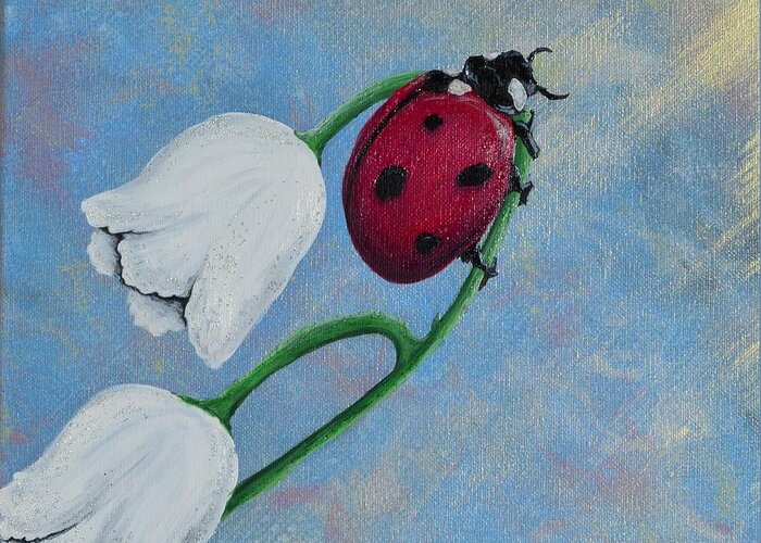 Ladybug Greeting Card featuring the painting Still holding on by Meganne Peck