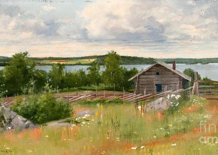 Sigfrid August Keinanen Greeting Card featuring the painting Summer Landscape #1 by Celestial Images