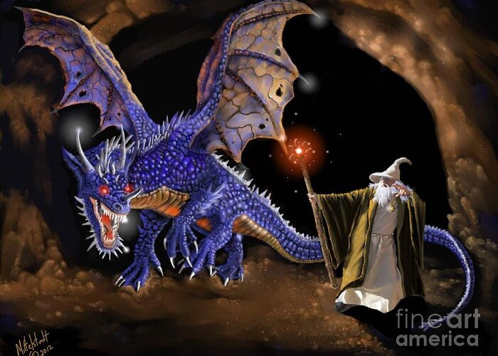 Merlin Greeting Card featuring the digital art Taming The Beast #1 by Rick Mittelstedt