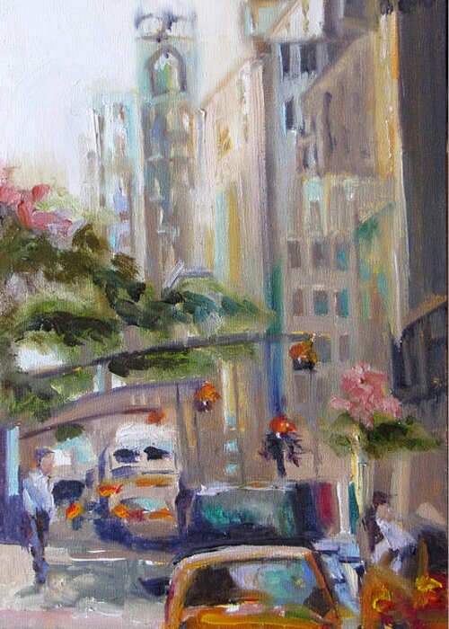 New York Greeting Card featuring the painting Taxi #1 by Vicki Ross