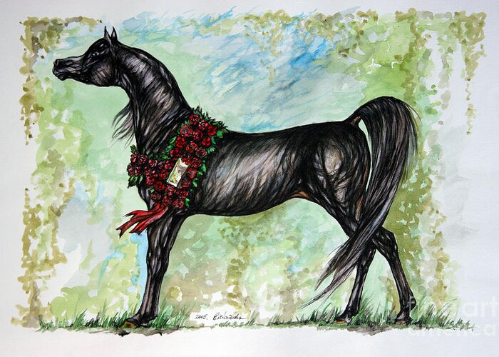 Horse Greeting Card featuring the painting The Champion #1 by Ang El