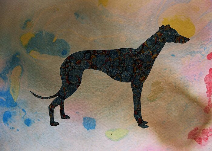 Greyhound Greeting Card featuring the digital art The Grey #1 by Celestial Images
