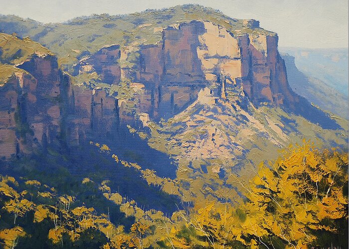  Greeting Card featuring the painting The Landslide Katoomba by Graham Gercken