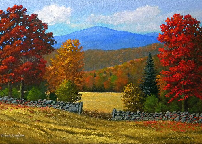 The Stone Gate In Autumn Greeting Card featuring the painting The Stone Gate In Autumn #1 by Frank Wilson