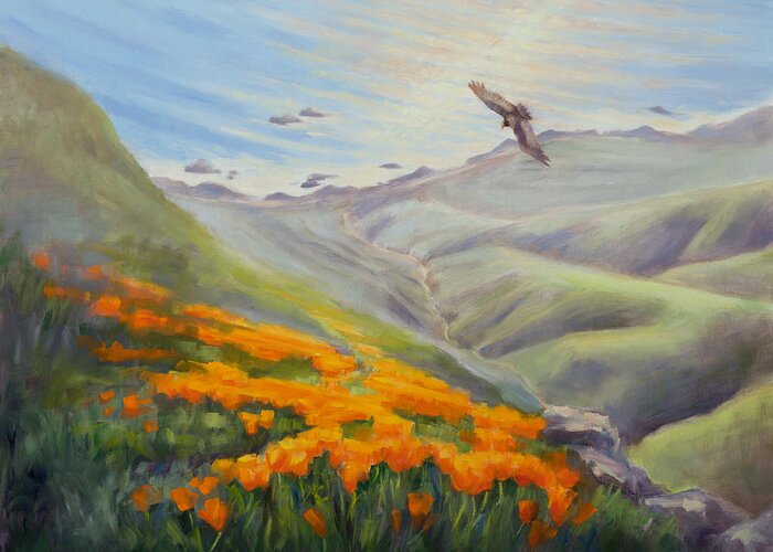 California Condor Greeting Card featuring the painting Through the Eyes of the Condor #1 by Karin Leonard