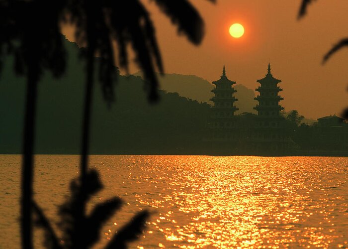 Asia Greeting Card featuring the photograph Tiger-dragon-pagoda, Lotus Lake #1 by Per-Andre Hoffmann