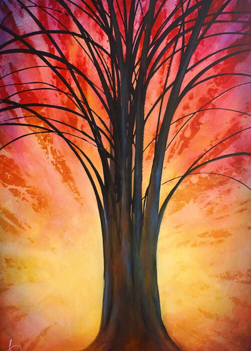 Landscape Greeting Card featuring the painting 'Tree of Life' by Michael Lang
