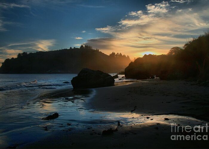 Trinidad State Beach Greeting Card featuring the photograph Trinidad Beach Sunset #1 by Adam Jewell